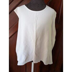 Vtg Womens White Sleeveless Tank Top 2X Sonoma Stretch Cotton Blend Casual